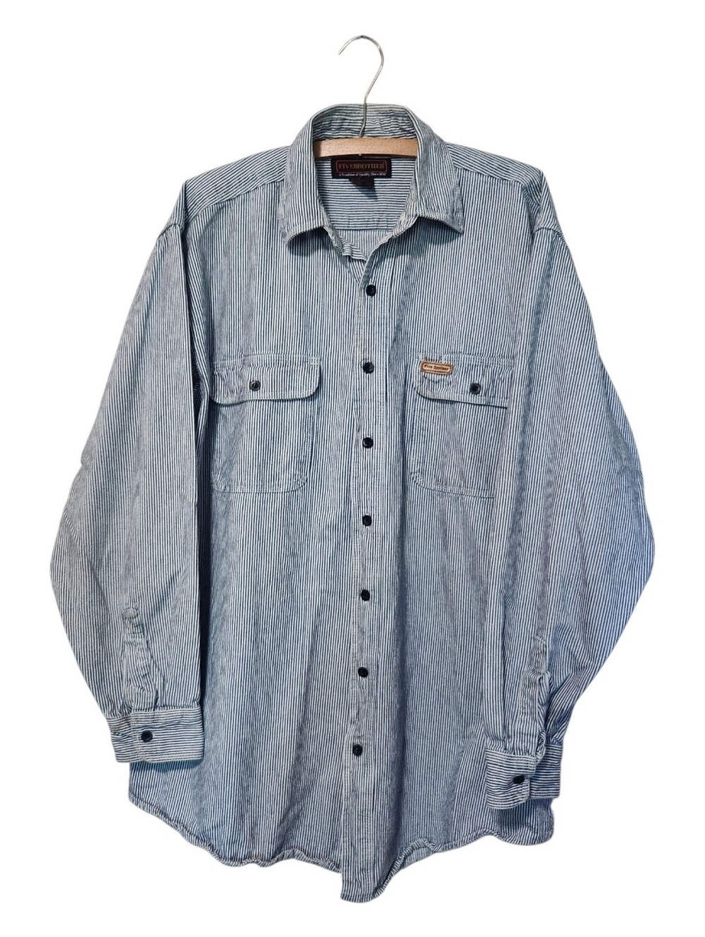 VTG Five Brother Heavyweight Hickory Stripe Shirt Size Large Tall